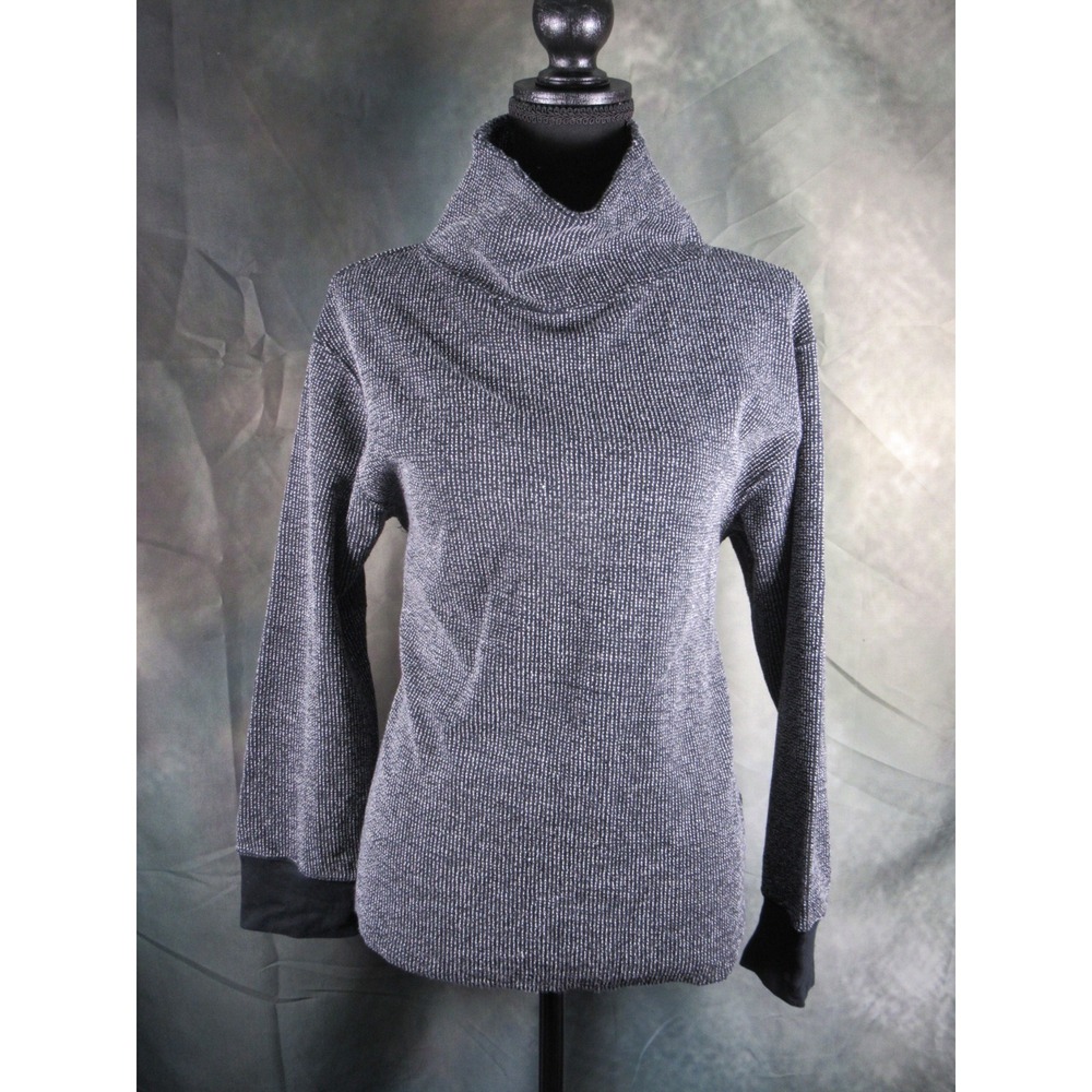 Nike Yoga Therma-FIT Funnel Neck Top Gray Black Textured Pullover Small
